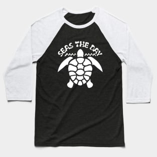 Seas The Day - Turtle Silhouette Baseball T-Shirt